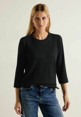 Damen Shirts & Tops | Cecil STRUKTUR - Langarmshirt - schwarz - YR93536